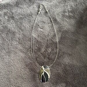 Elegant Silver and Black Pendant Necklace